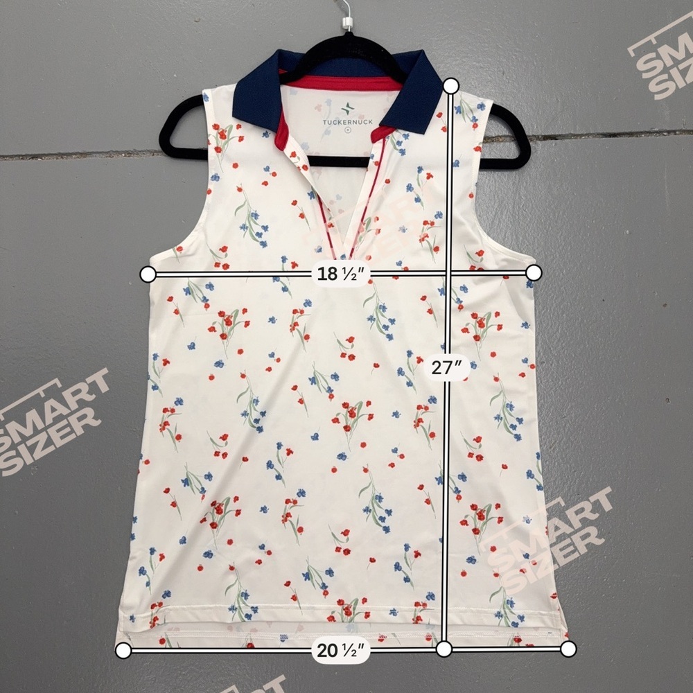 Tuckernuck Athletic Floral Blouse Size Medium Color White Red Blue - Picture 5 of 5